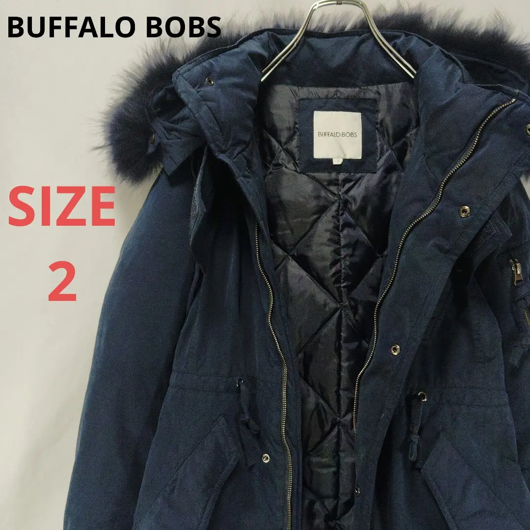 Buffalobobs モッズコート　ブラック　ファー付きフード　サイズ2 Buffalobobs モッズコート ブラック ファー付きフード サイズ2