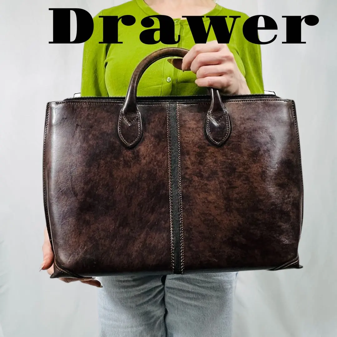 Drawerドゥロワー　ダークブラウン レザー ビジネスバッグ 2025年最新】Drawer ビジネスバッグの人気アイテム - メルカリ