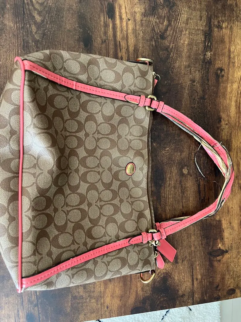 Thumbnail of Coach shoulder bag, brown/pink
