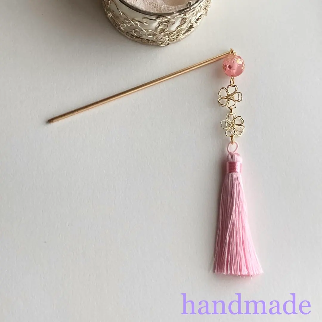 Thumbnail of ☆No. 191 Handmade Hairpin Cherry Blossom Beads & Cherry Blossom Wire Weeping Cherry