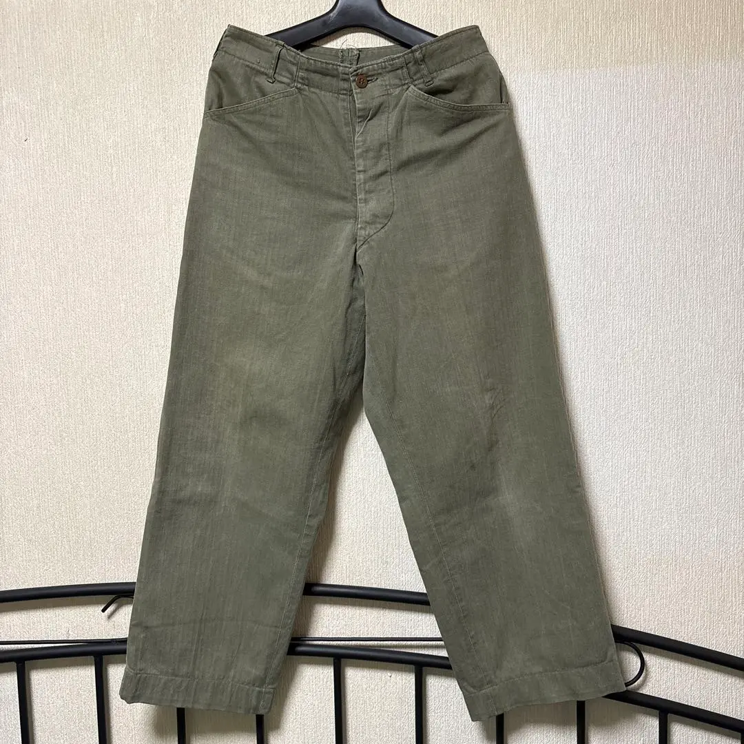 【40s 実物】USN N-3 HBTパンツ／ステンシル初期型・樹脂ボタン 40s 実物】USN N-3 HBTパンツ／ステンシル初期型・樹脂ボタン