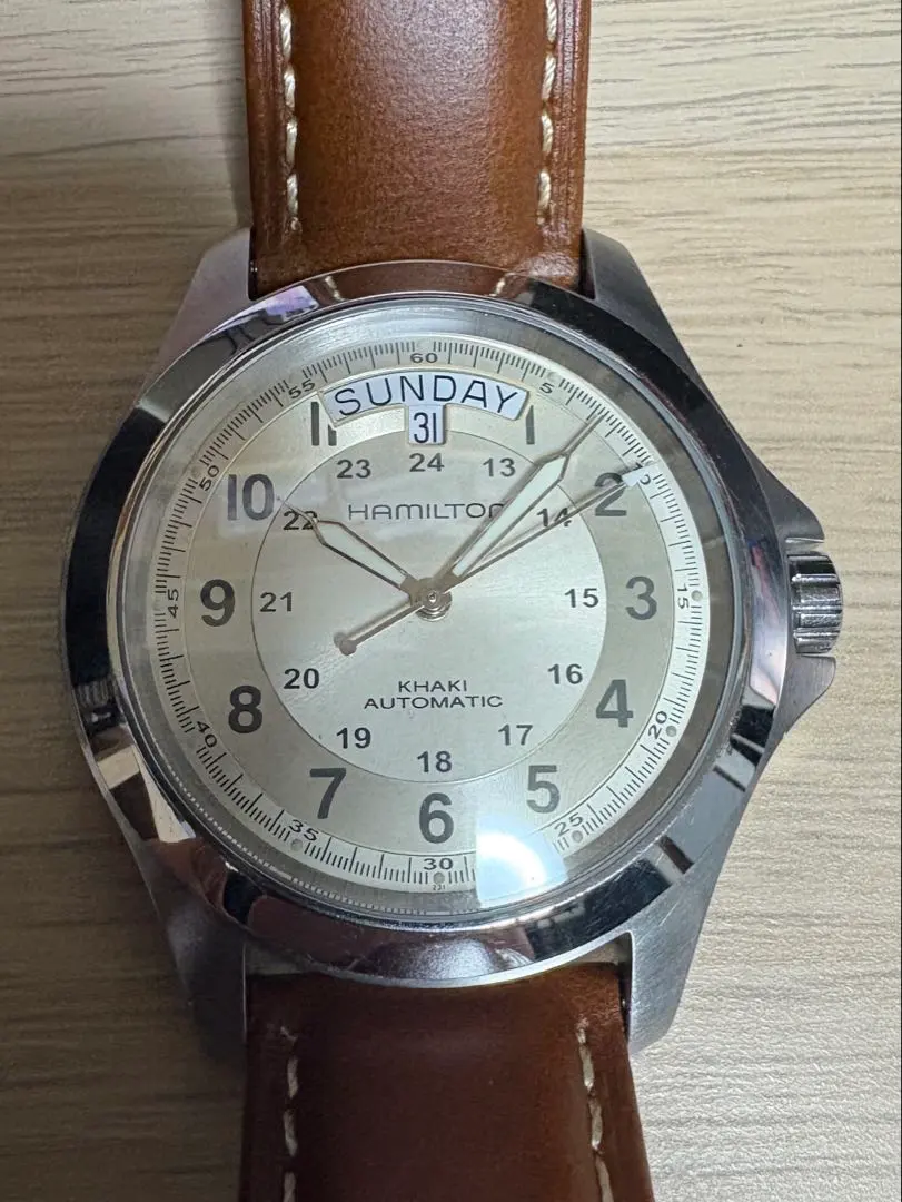 『美品』ハミルトンカーキ　メンズ腕時計　時　H644550 自動巻腕時計 HAMILTON/ハミルトン】 H644550 カーキキング 裏スケ H64455133