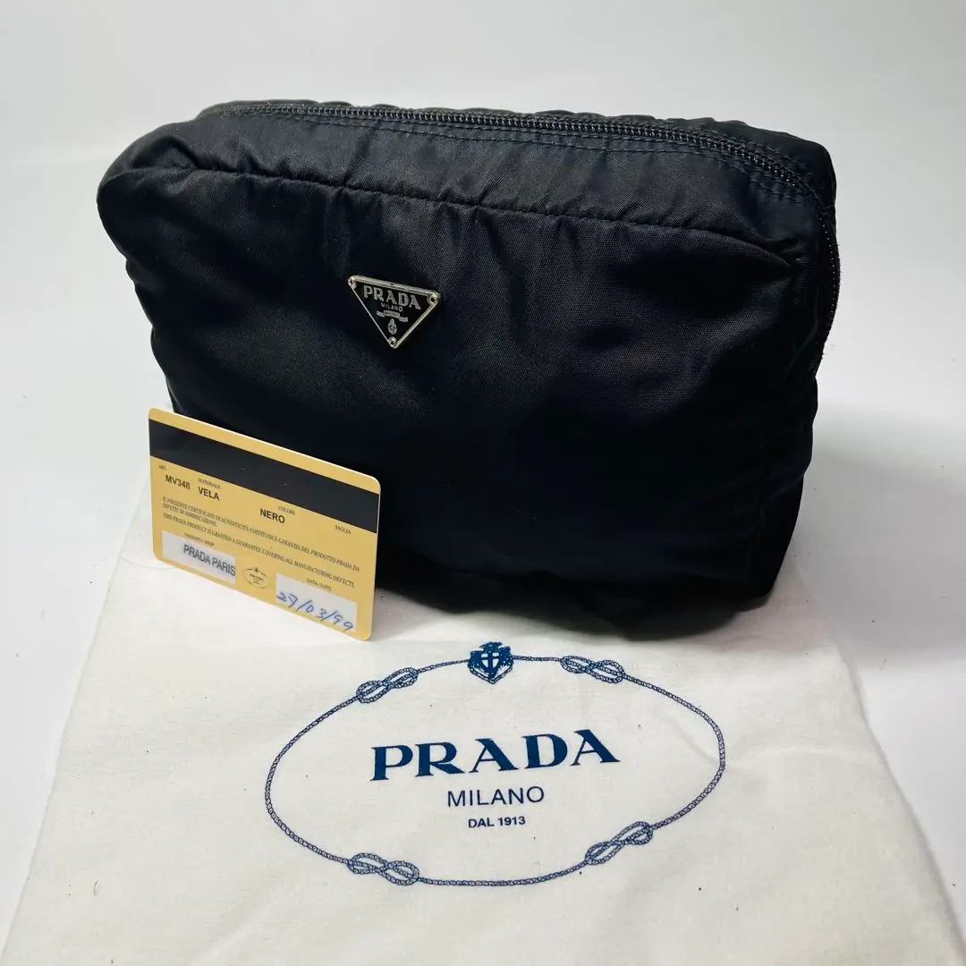 Thumbnail of PRADA Prada MV348 Cosmetic Pouch/Small Item Case, Pouch, Black Nylon, with Guarantee