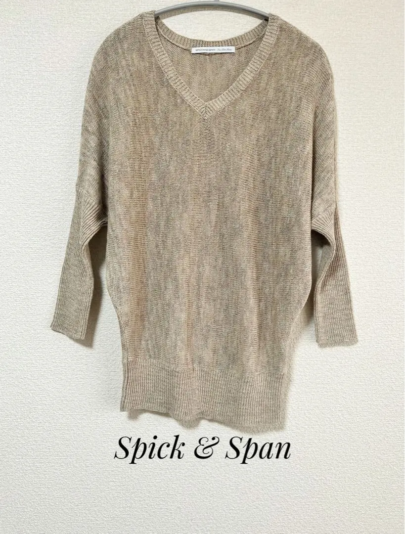 Spick & Span V領 針織衫 麻 棉 閃亮 蝙蝠袖 的縮圖