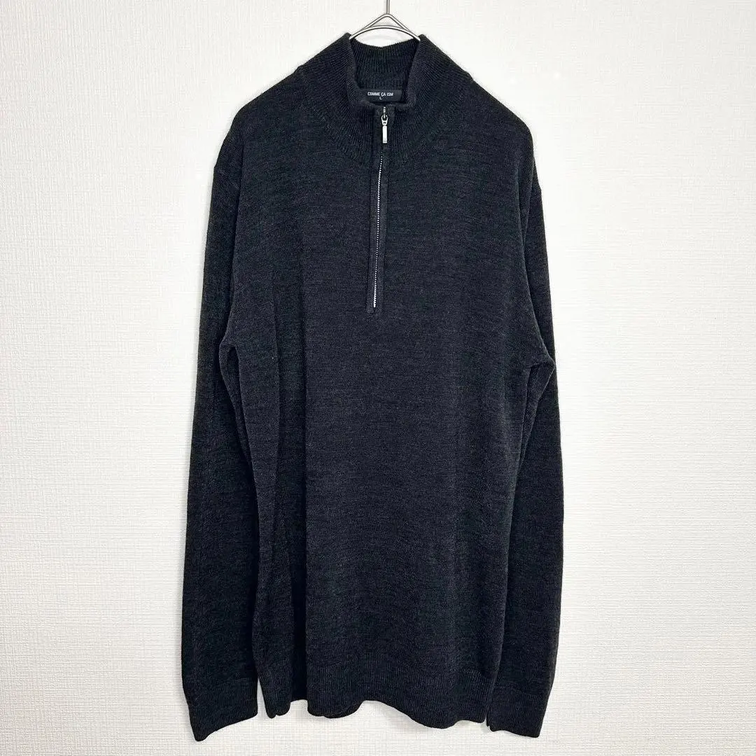 Thumbnail of 102070-0 Comme Ca ISM Front Neck Zipper Thin Knit Long Sleeve Black L