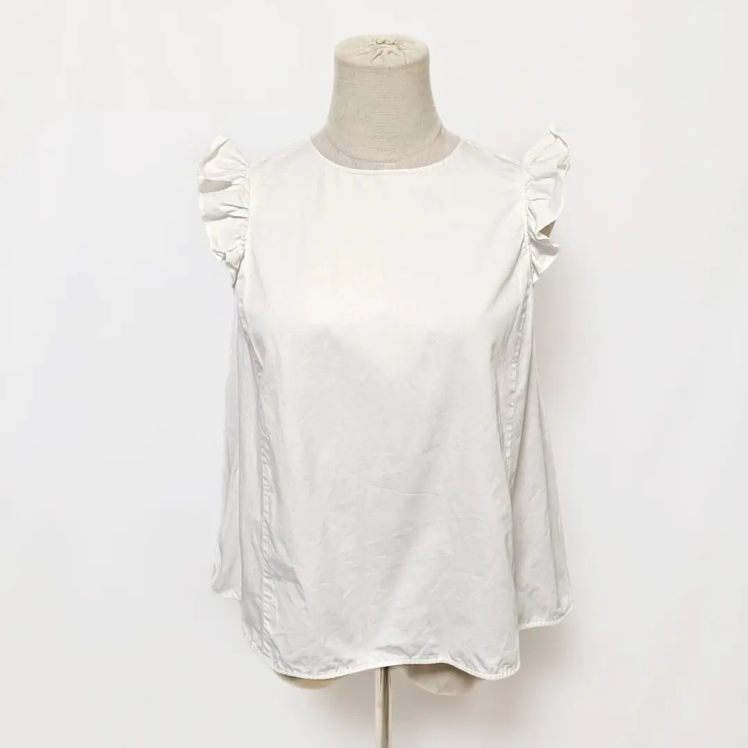 Thumbnail of Yori Frill Shoulder Blouse 36 White Back Zip