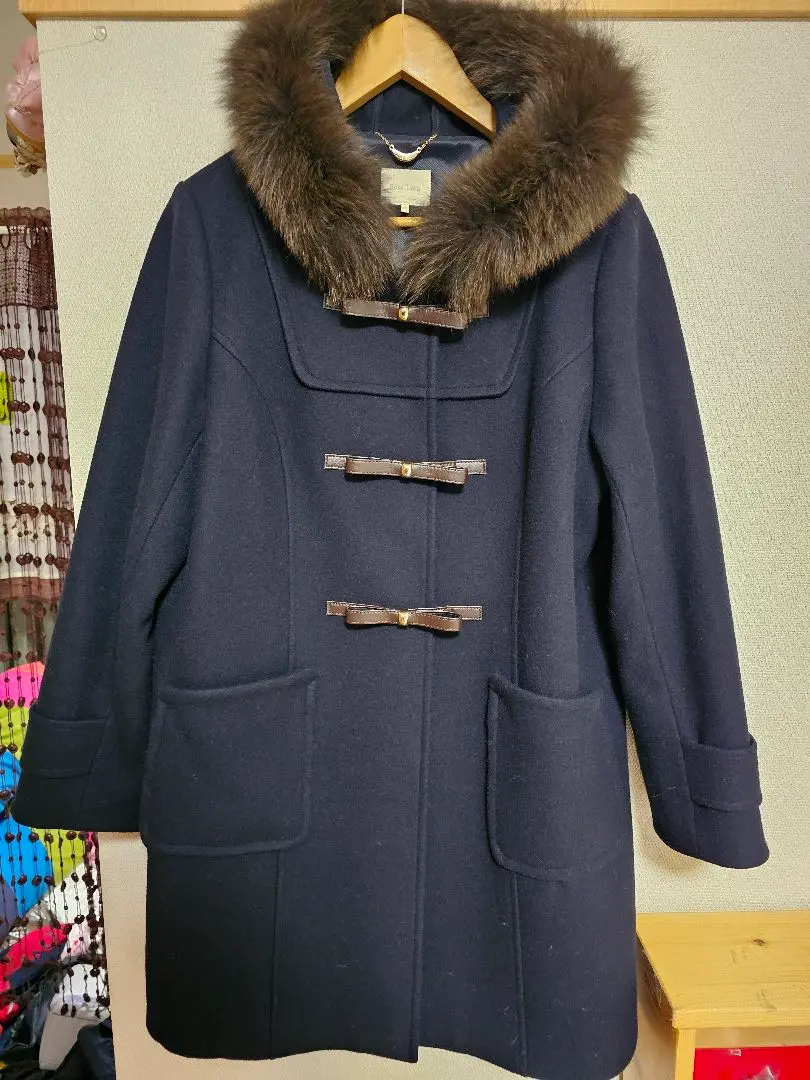 ローズティアラ　42 大きいサイズ　コート　ダッフルコート　ファー ▽ローズティアラ【42】大きいサイズ ダッフルコート フォックス