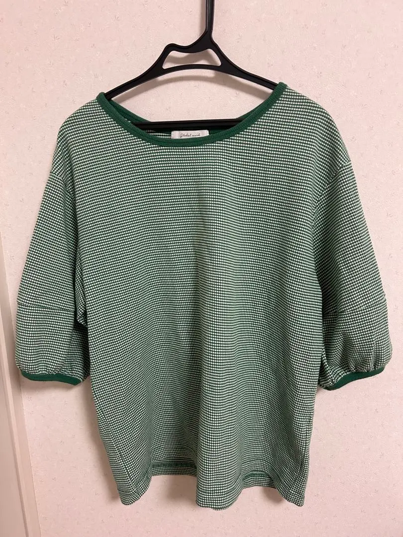 Thumbnail of GLOBAL WORK Short Sleeve Cut and Sew, Green, Check Pattern