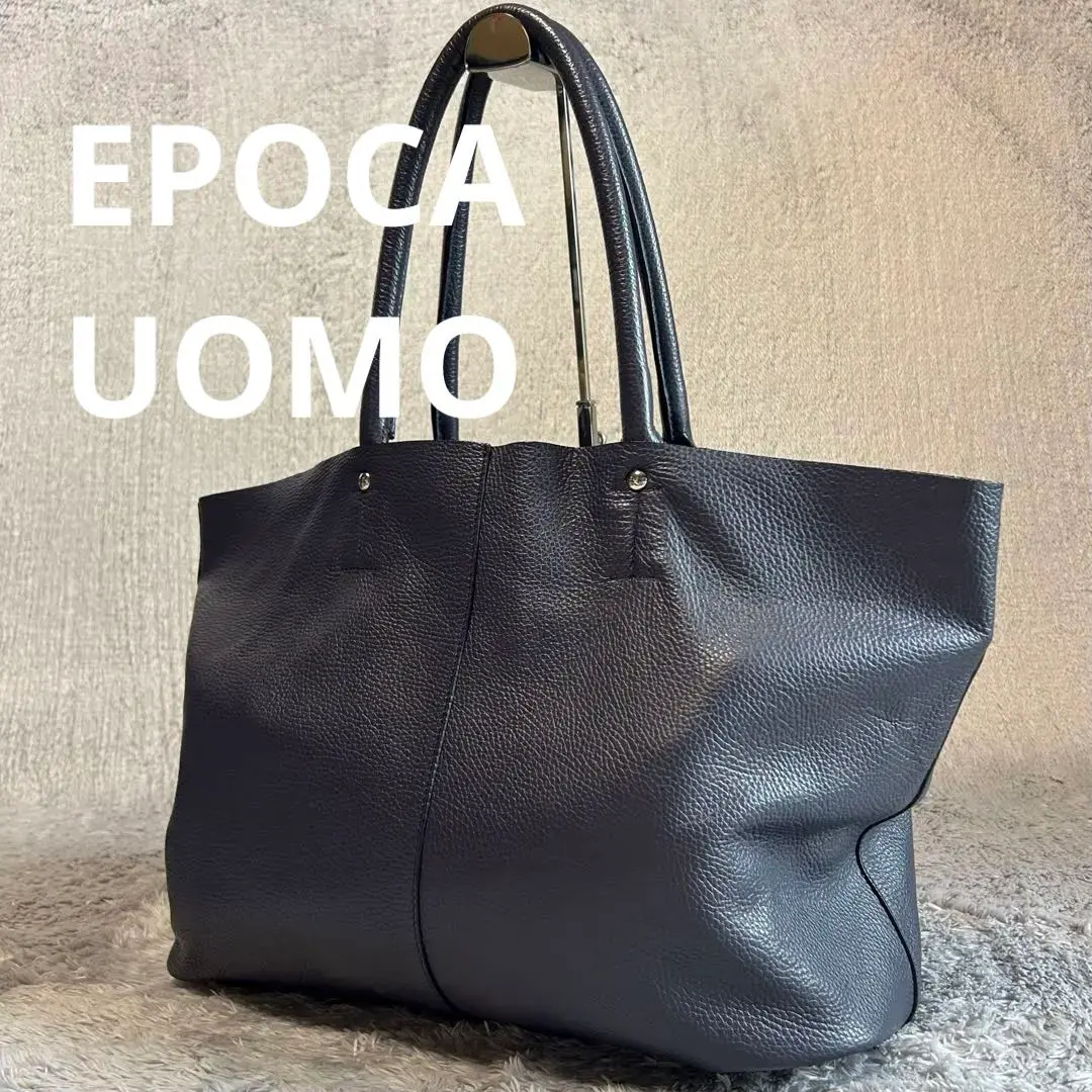 最終価格　EPOCA UOMO ブラック レザートートバッグ Safari11月号掲載＊一枚仕立てトートバッグ(バッグ・ポーチ