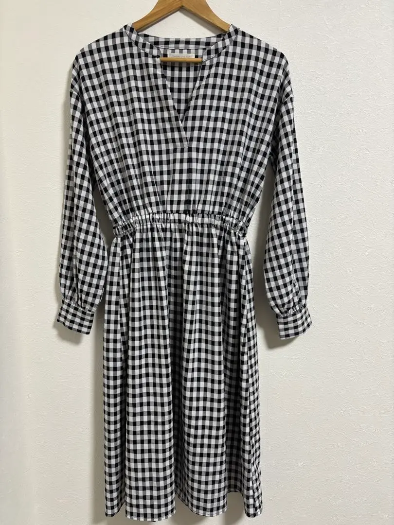 Thumbnail of SHEENA DEL RAY Checkered V-neck Long Dress
