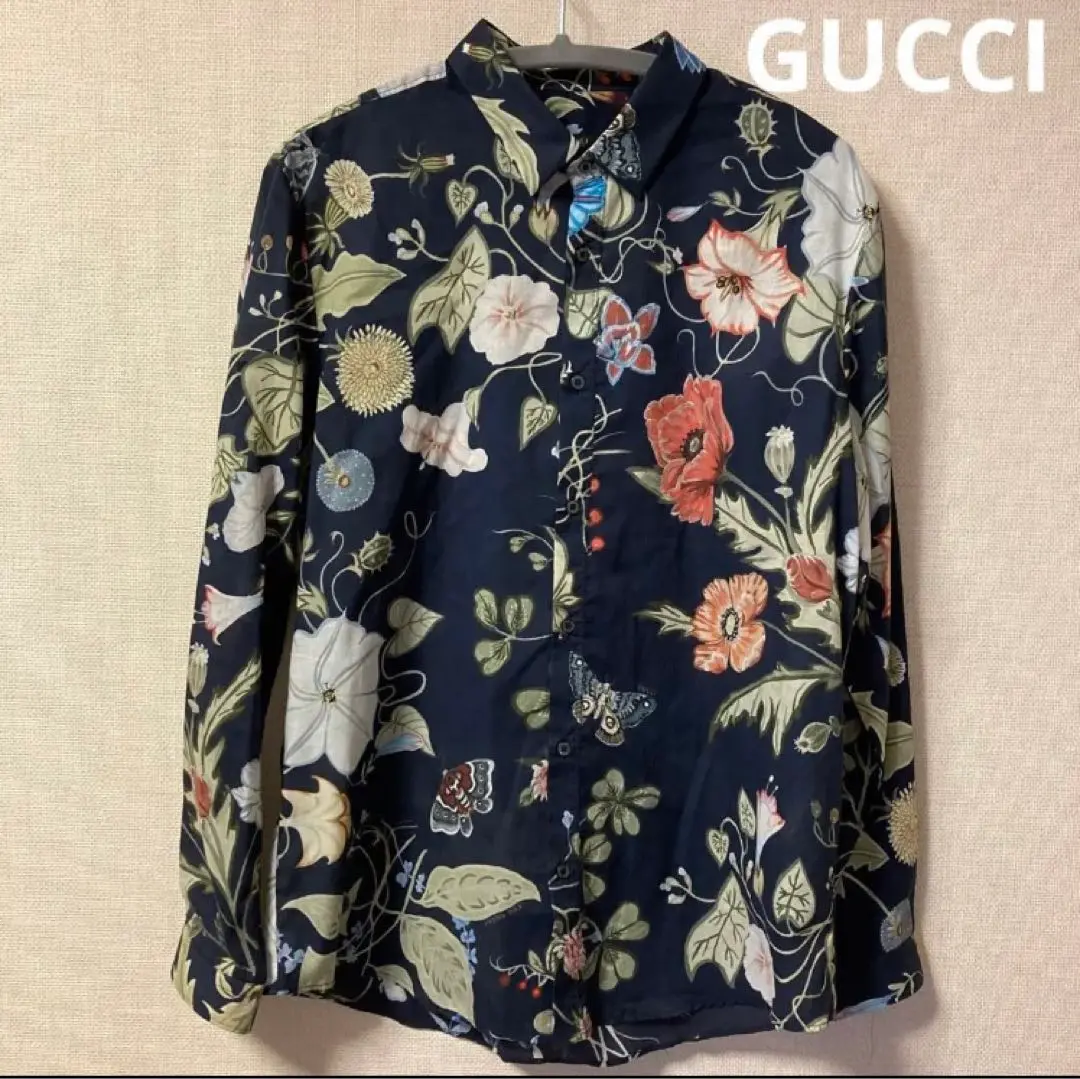 GUCCI フローラ　長袖シャツ　クリスナイト　花柄　ボタニカル　42 GUCCI フローラ 長袖シャツ クリスナイト 花柄 ボタニカル 42