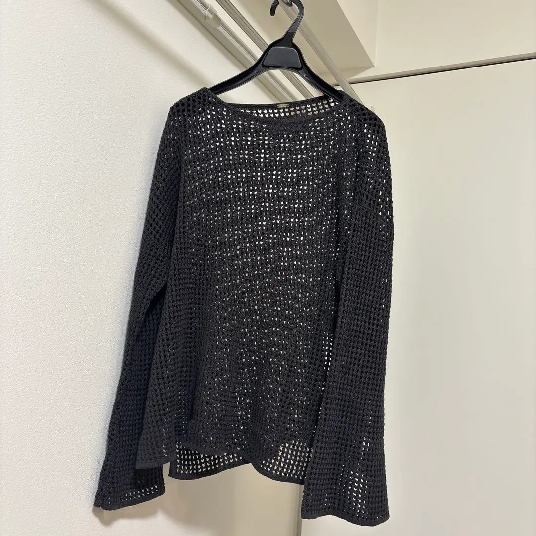 Thumbnail of Mila Owen Sheer Knit Long Sleeve Sweater, Black