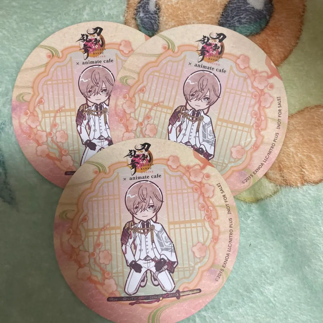 Thumbnail of Touken Ranbu Animate Cafe 10th Anniversary Coasters: Kikkou Sadamune, 3 pieces total