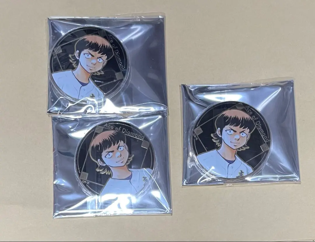 Thumbnail of Ace of Diamond Original Picture Exhibition Limited Seidou Metal Can Badge KAWAKAMI, 3 pieces