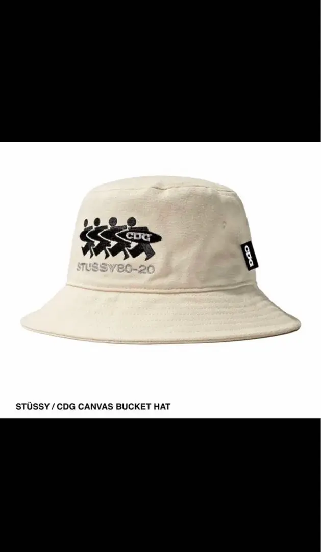 STUSSY ✖️ CDGコムデギャルソン　Wネーム　バケットハット アイボリー m62412797969_1.jpg?1735556769