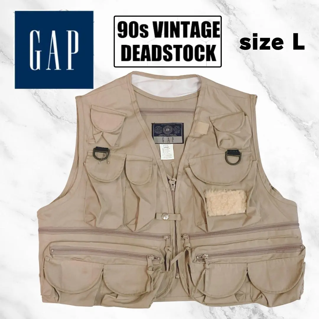 デッドストック 90s ヴィンテージ GAP コロンビア製 フィッシングベストL 美品 90s Columbia コロンビア フィッシングベスト カーキ系 L