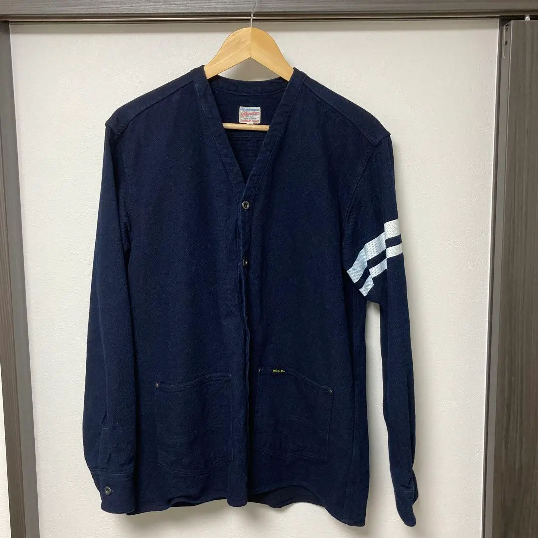 桃太郎ジーンズ インディゴストライプ ワークカーディガン Work Shirt Cardigan | デニム研究所 by JAPAN BLUE オンライン