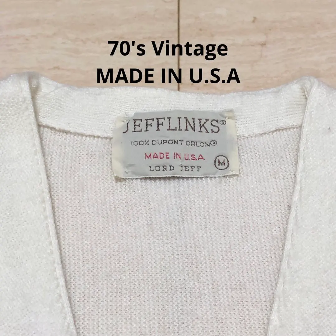 LORD JEFF【USA製】80's JEFFLINKSカーディガン無地ニット USA製 [ M ] 70-80's JEFFLINKS by LORD JEFF Acrylic Cardigan