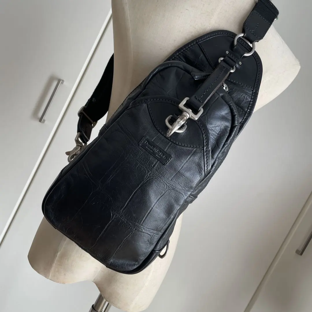 BEYES別注ダニエル＆ボブバタフライナイロン×型押しレザー ボディーバッグ中古 NAOTO SATOH】マイクロスクエアボディバッグ クロコダイル型押し