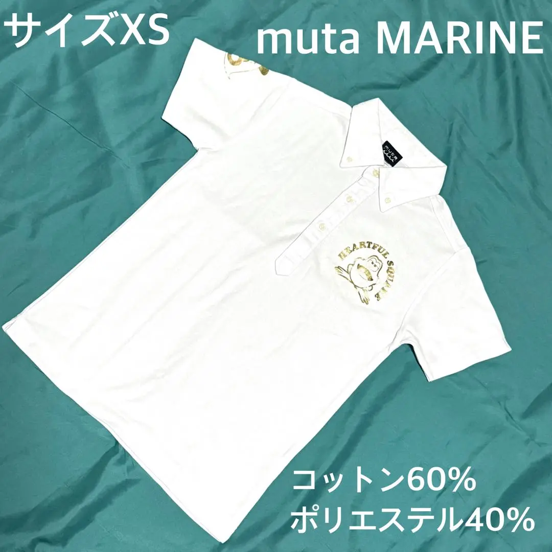muta - 美品muta MARINE ムータマリン　XSサイズ ゴルフポロシャツ　ホワイト 美品✨Muta marine ムータマリン ゴルフウェア ポロシャツ 白 M