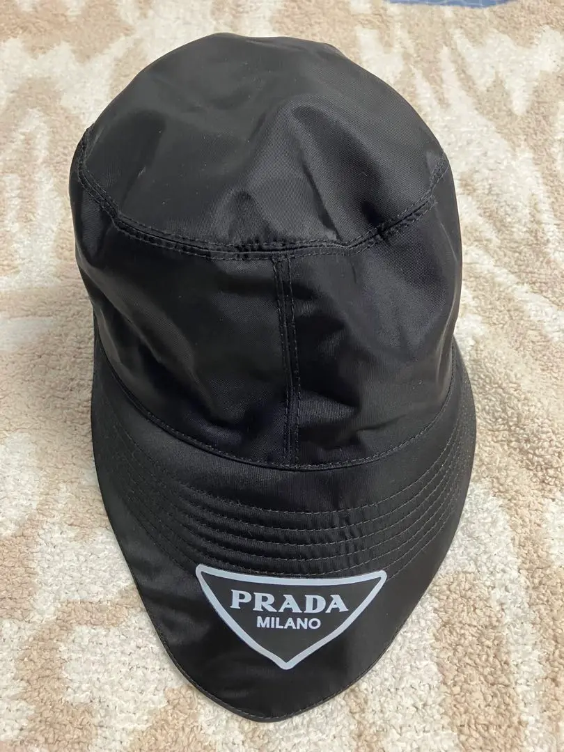 【最終値下げ】PRADA プラダ バケットハット バケハ メンズ レディース 黒 PRADA プラダ バケットハット L メンズ レディース ロゴ