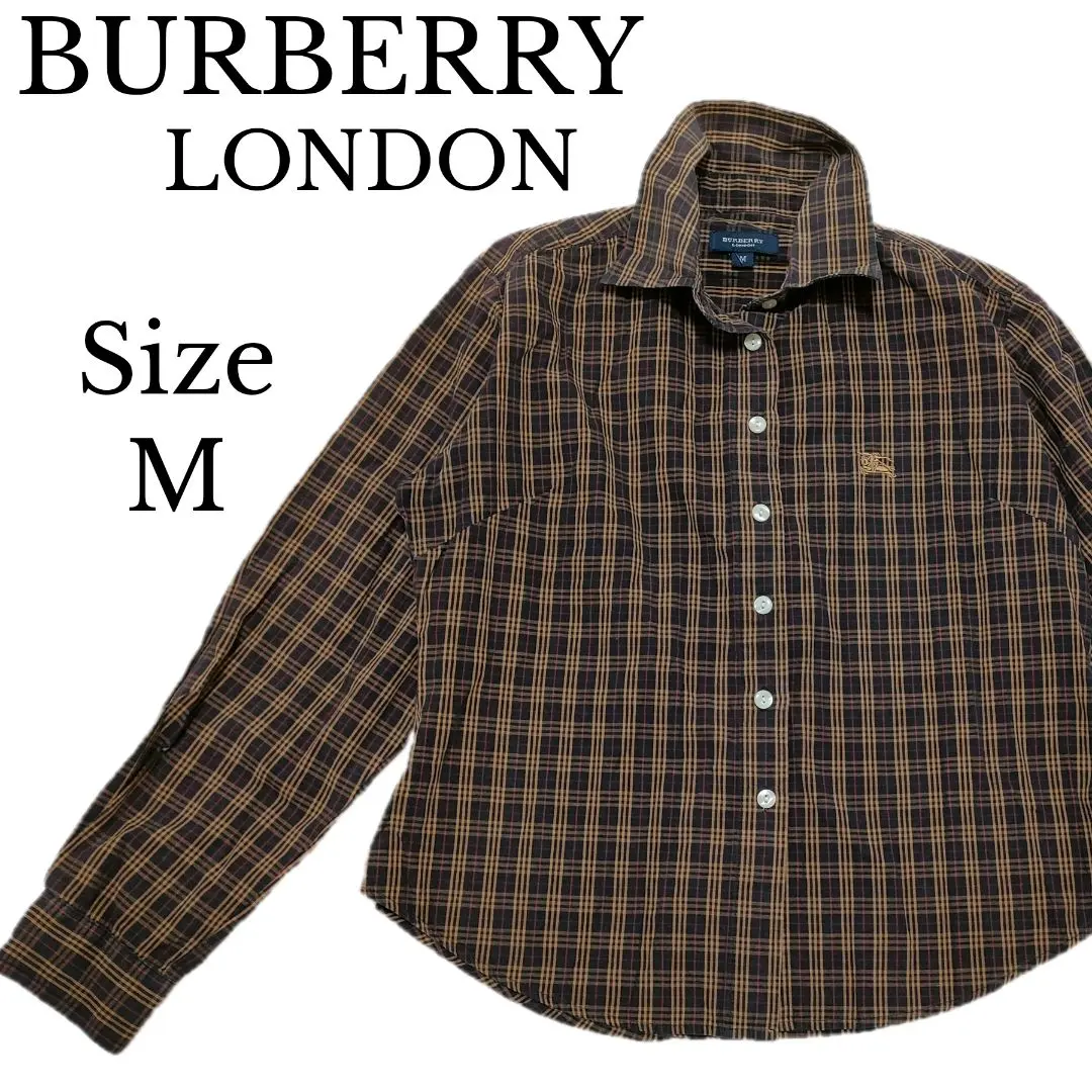 BURBERRY LONDON 長袖襯衫 棕色 格紋 SizeM 的縮圖
