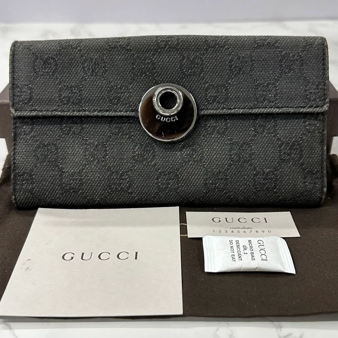 新品同様‼️ 古馳 GUCCI 銀包 二折 長銀包 GG帆布 的縮圖