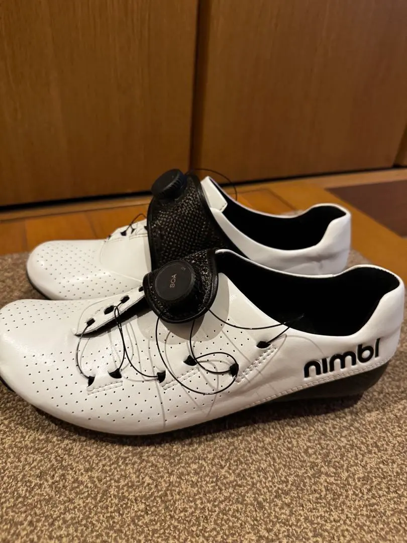 ニンバル　nimbl サイクリングシューズ ホワイト レザー Nimbl Ultimate Glide White/Silver サイクリングシューズ | 高