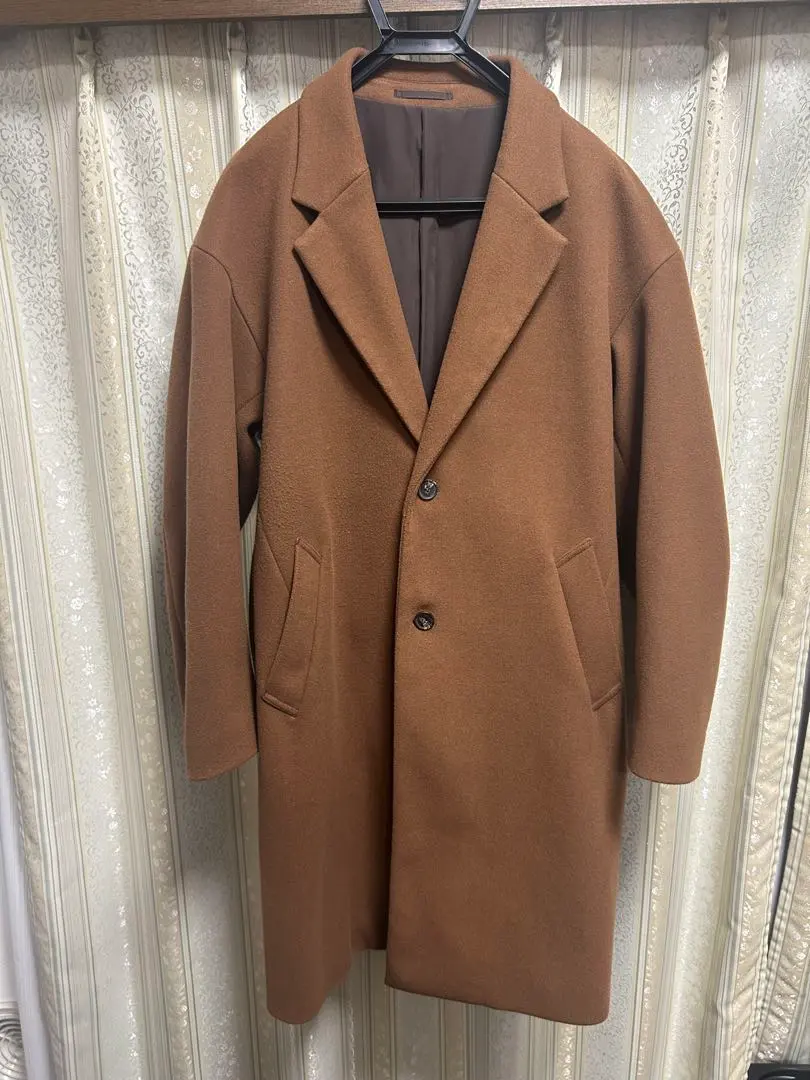 Thumbnail of GU Brown Knit Melton Chester Coat, Two-Button