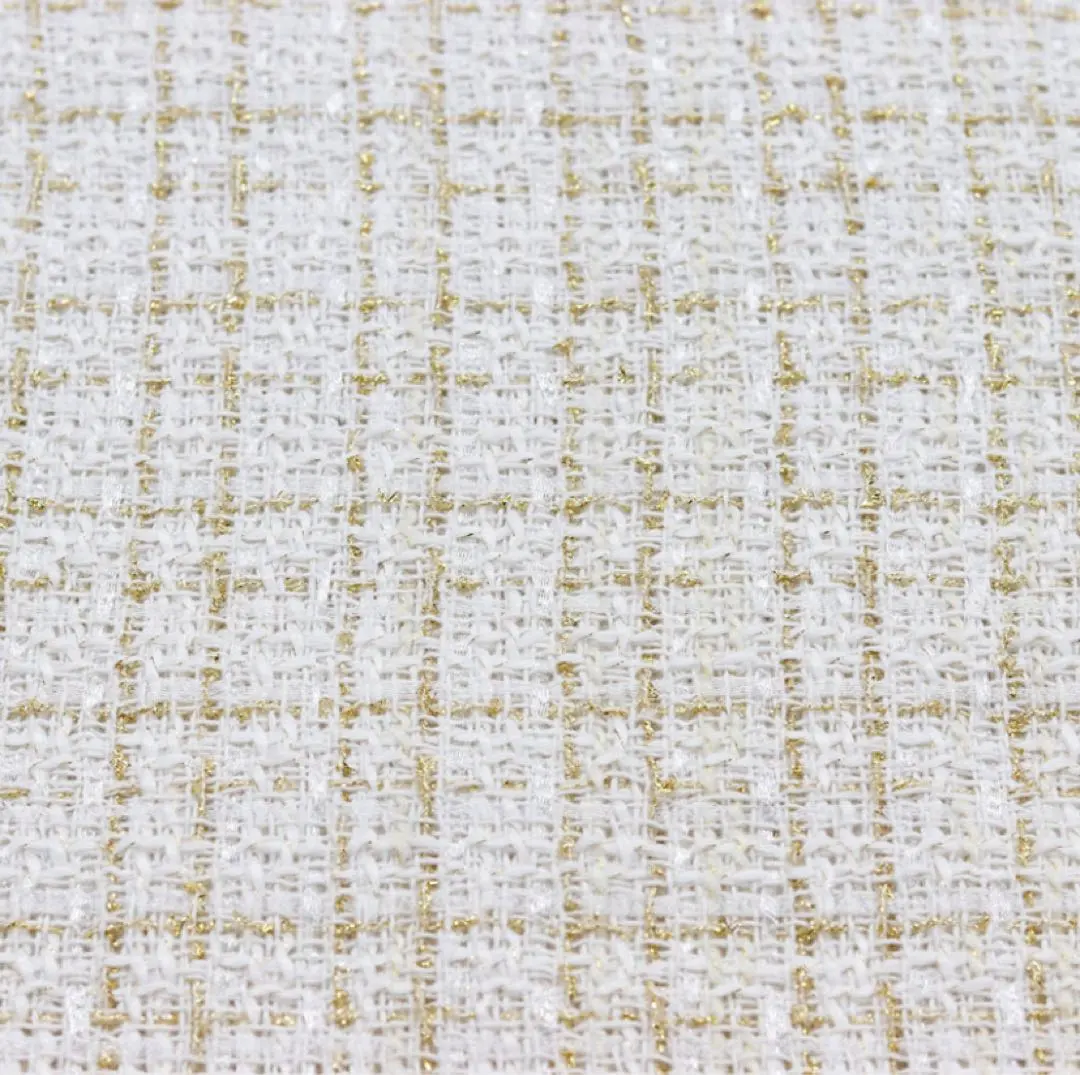 Thumbnail of 【New, Unused】【One Remaining】【Final Price Reduction】White Gold Check Tweed Fabric