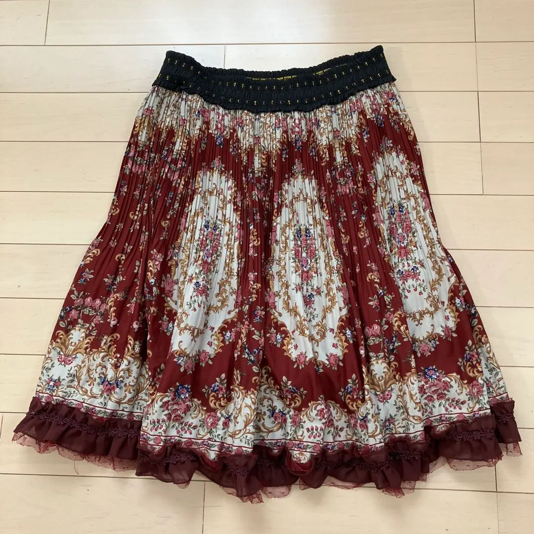 Thumbnail of 7.8 axes femme Flare Skirt Floral Pattern Burgundy M