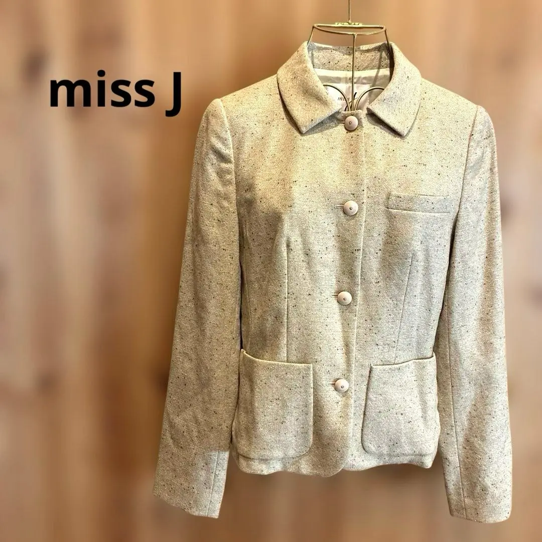 Thumbnail of Miss J Jacket Long Sleeve with Pockets Lame Silk Made in Japan Beige