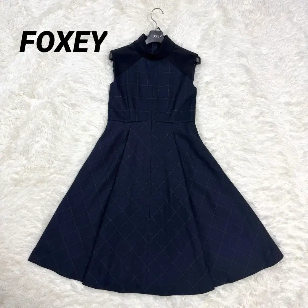 Thumbnail of Excellent Condition ◎ FOXEY Nerine Check Flare Dress, Large Size