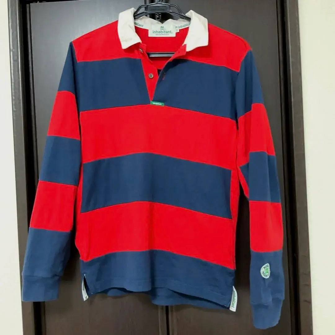 Thumbnail of inhabitant Rugby Shirt Long Sleeve Polo Shirt Red Navy Men's