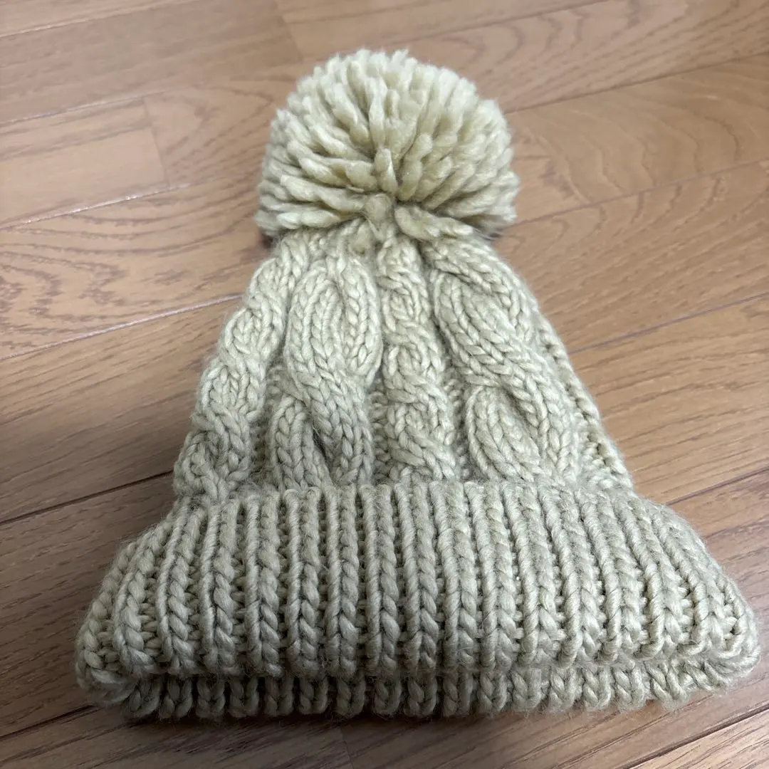 Thumbnail of ♬128 Milsa Knit Cap with Pom-poms, Beige