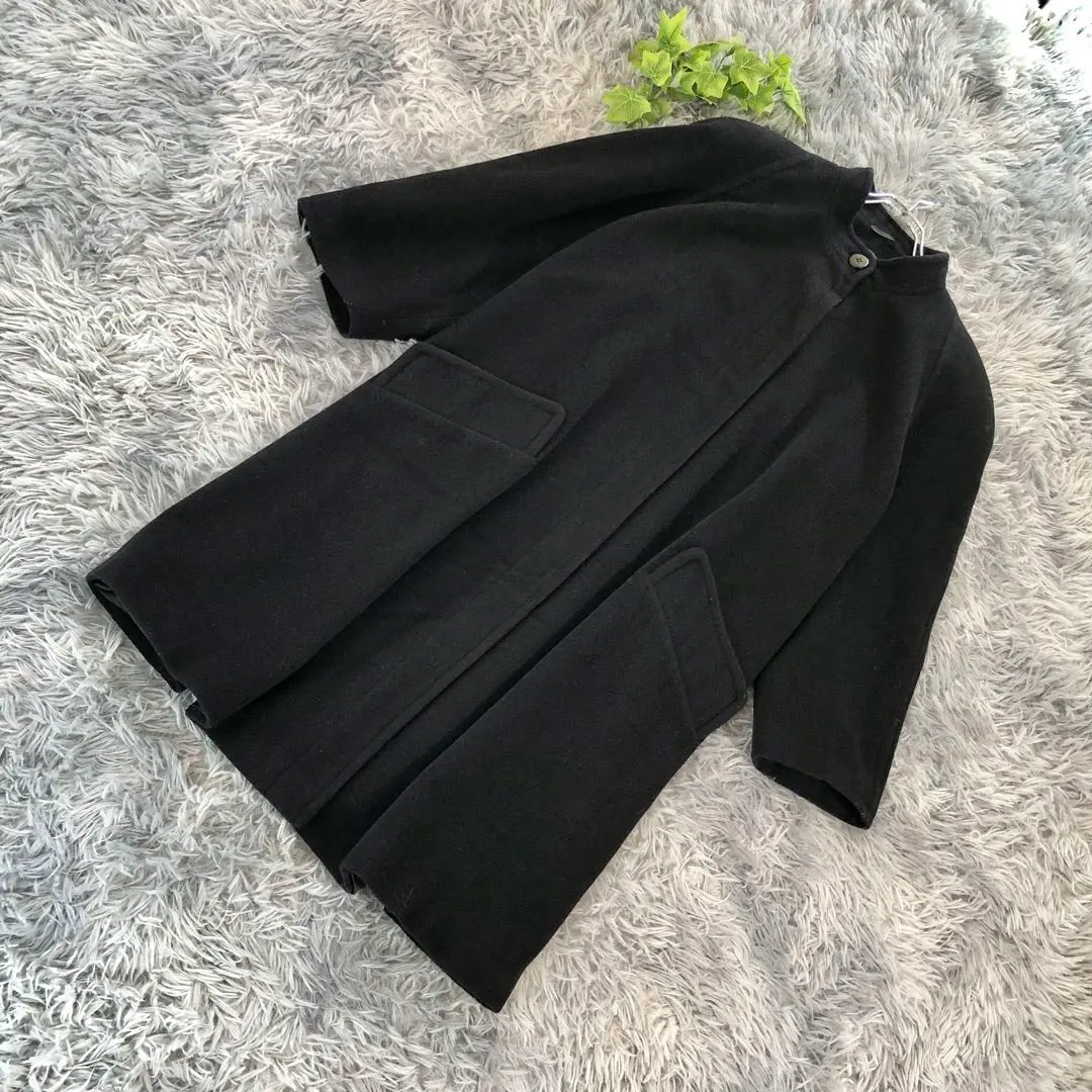 Thumbnail of KRIZIA 【L】 Adult Silhouette Black Collarless Wool A-line Coat