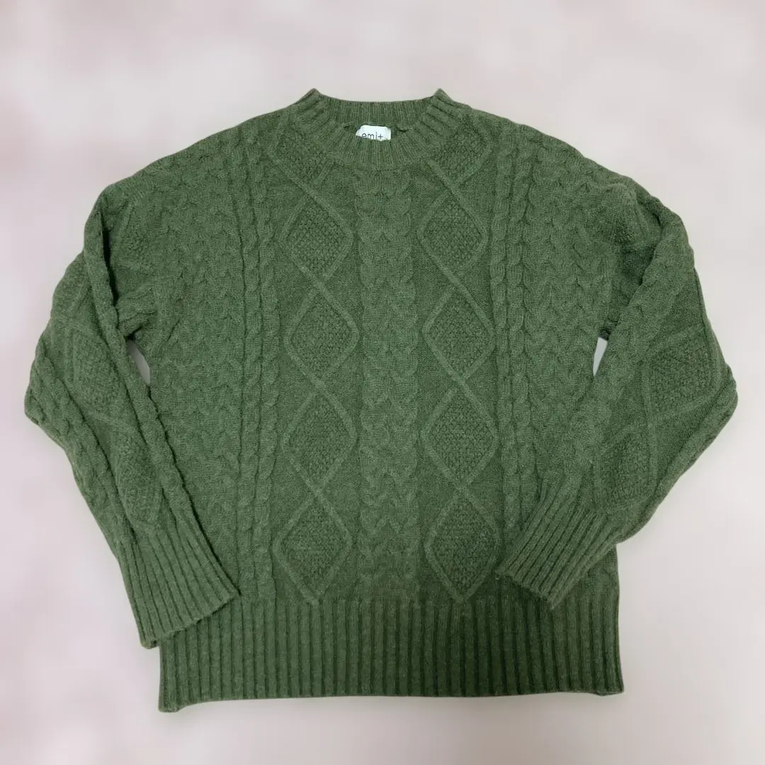 Thumbnail of emi+ Cable Knit Long Sleeve Sweater, Green