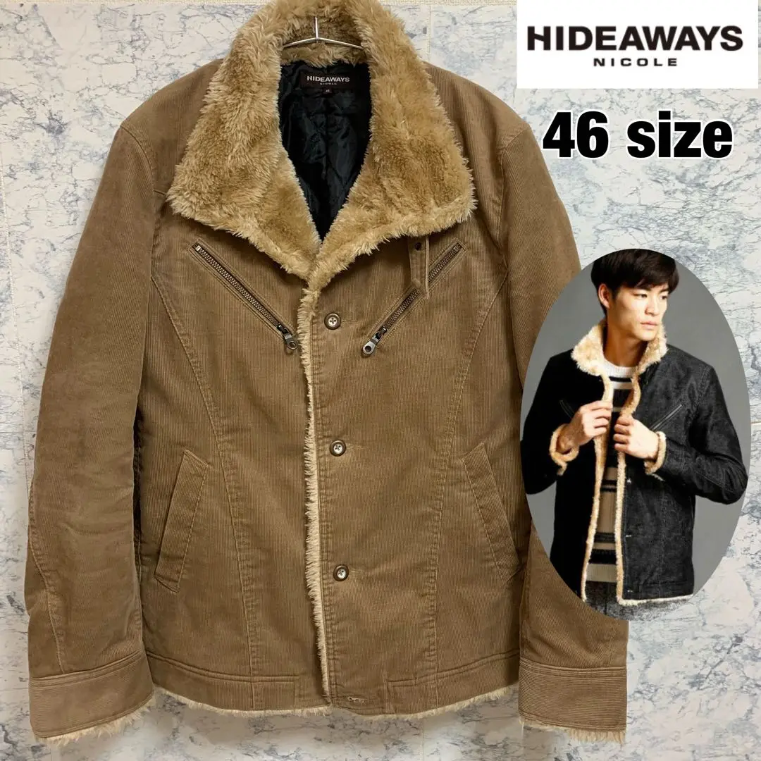 極美品nicoleハイダウェイニコル取外しファーフードジャケットブルゾン46 HIDEAWAY - ニコル HIDEAWAYS NICOLE ブルゾン フード着脱可 46