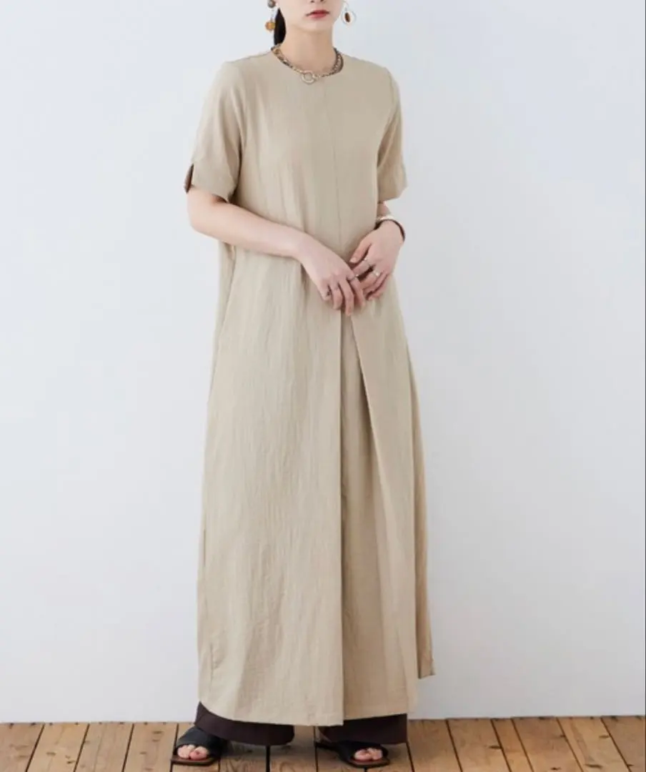 Thumbnail of Fashion Letter Short Sleeve Dress M Light Beige Women's