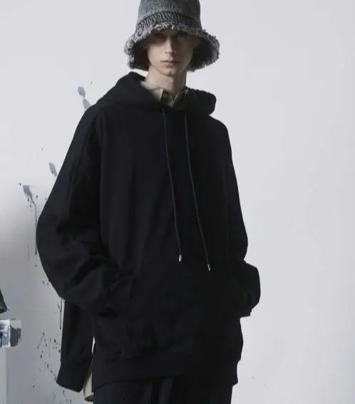 MAISON SPECIAL 側拉鍊套頭連帽衫 黑色 的縮圖