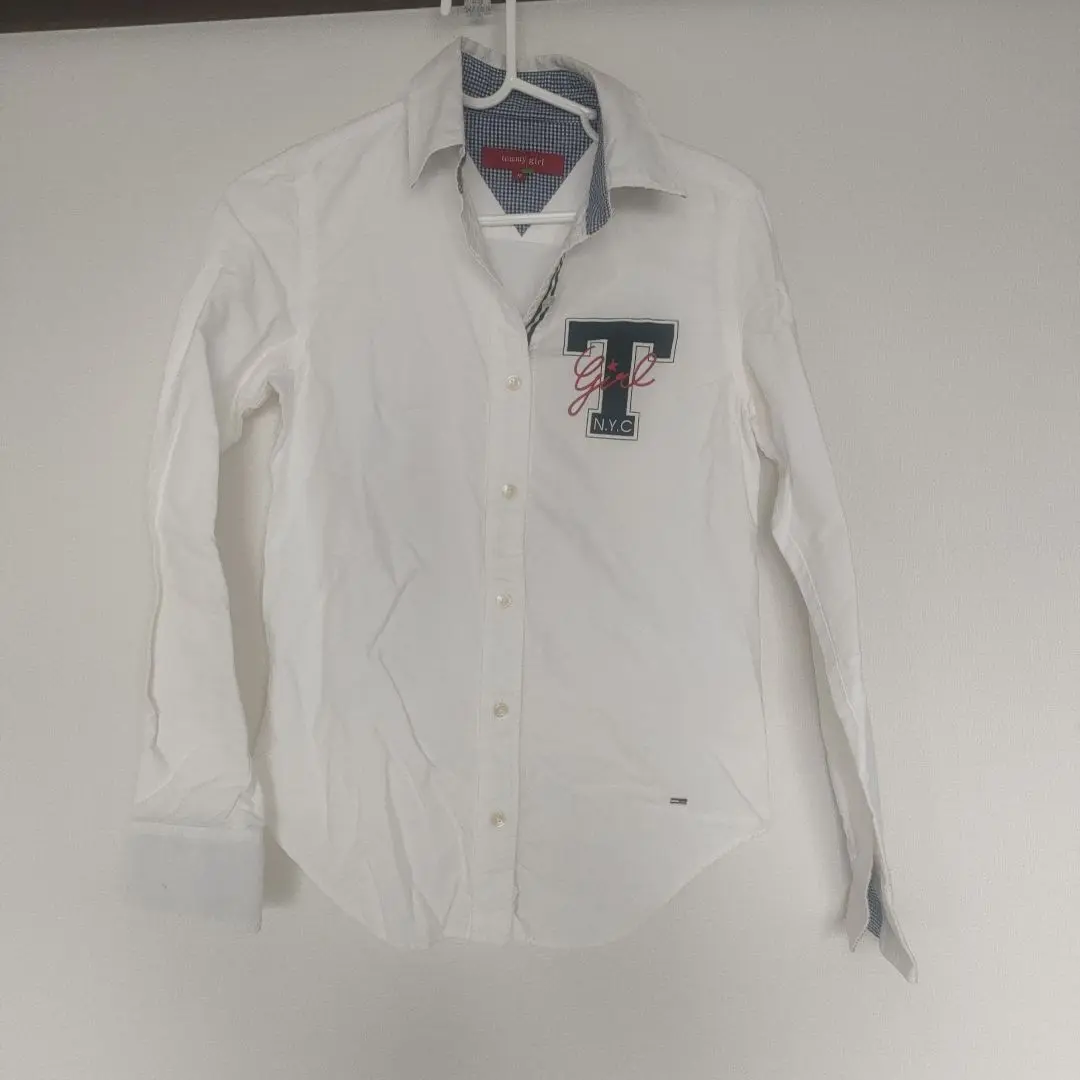 Thumbnail of ▶TOMYGirl White Long Sleeve Shirt with Logo, Size M, Damaged, Tommy Girl