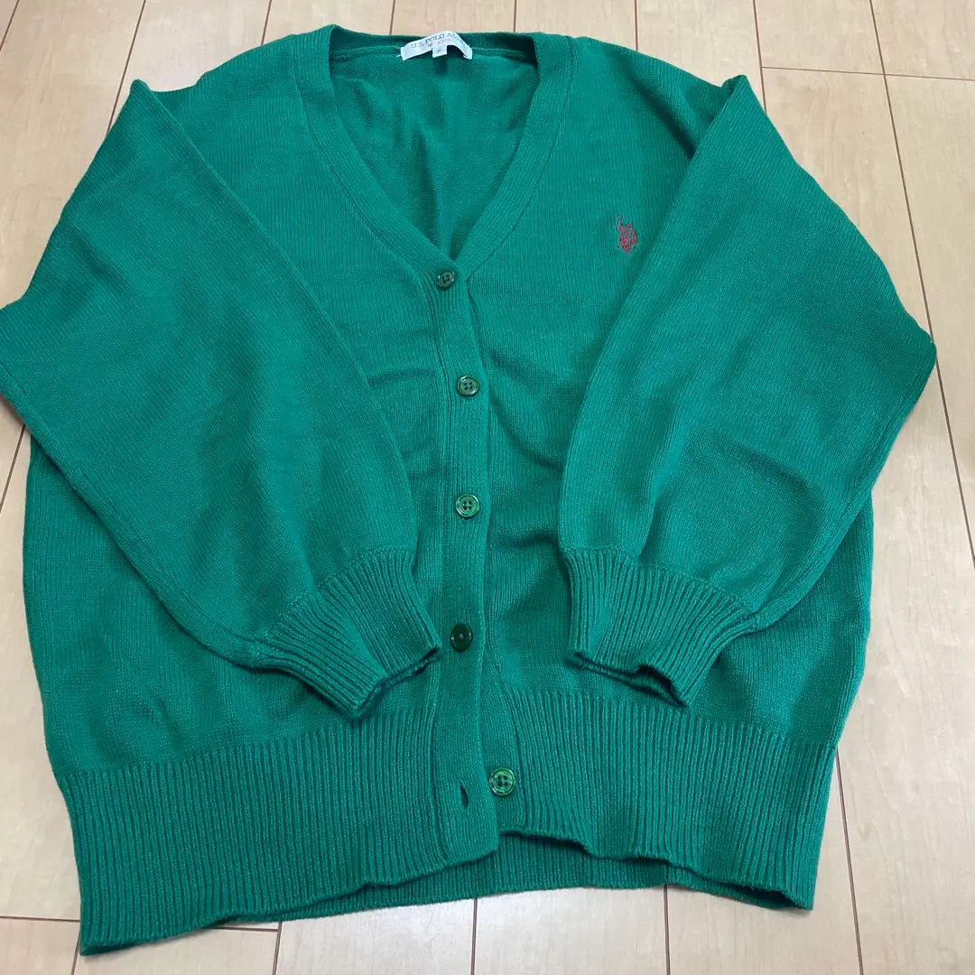 Thumbnail of Green V-neck knit cardigan