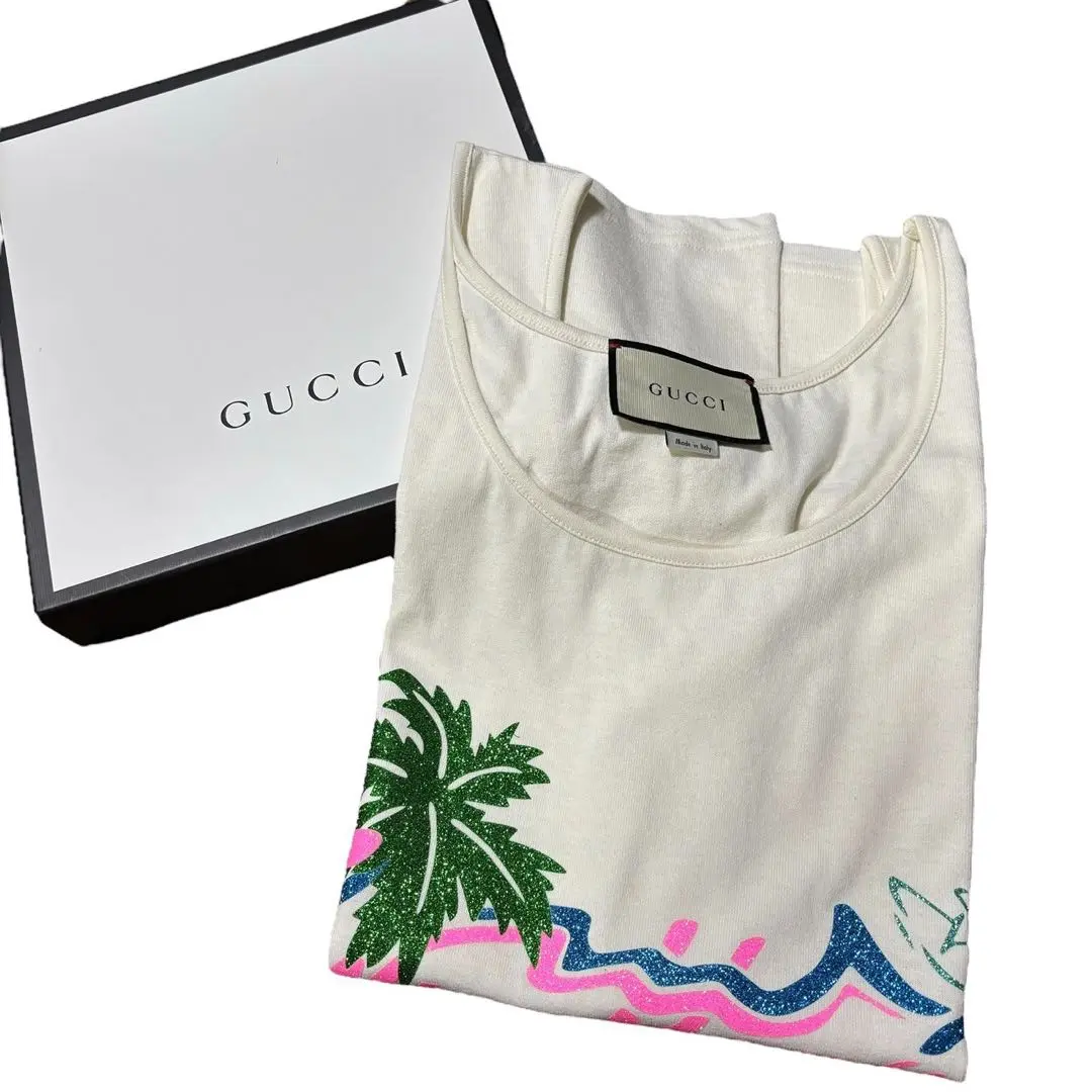【新品未使用タグ付き】GUCCI タンクトップ S 中古・古着通販】GUCCI (グッチ) ロゴ刺繍ボーダータンクトップ