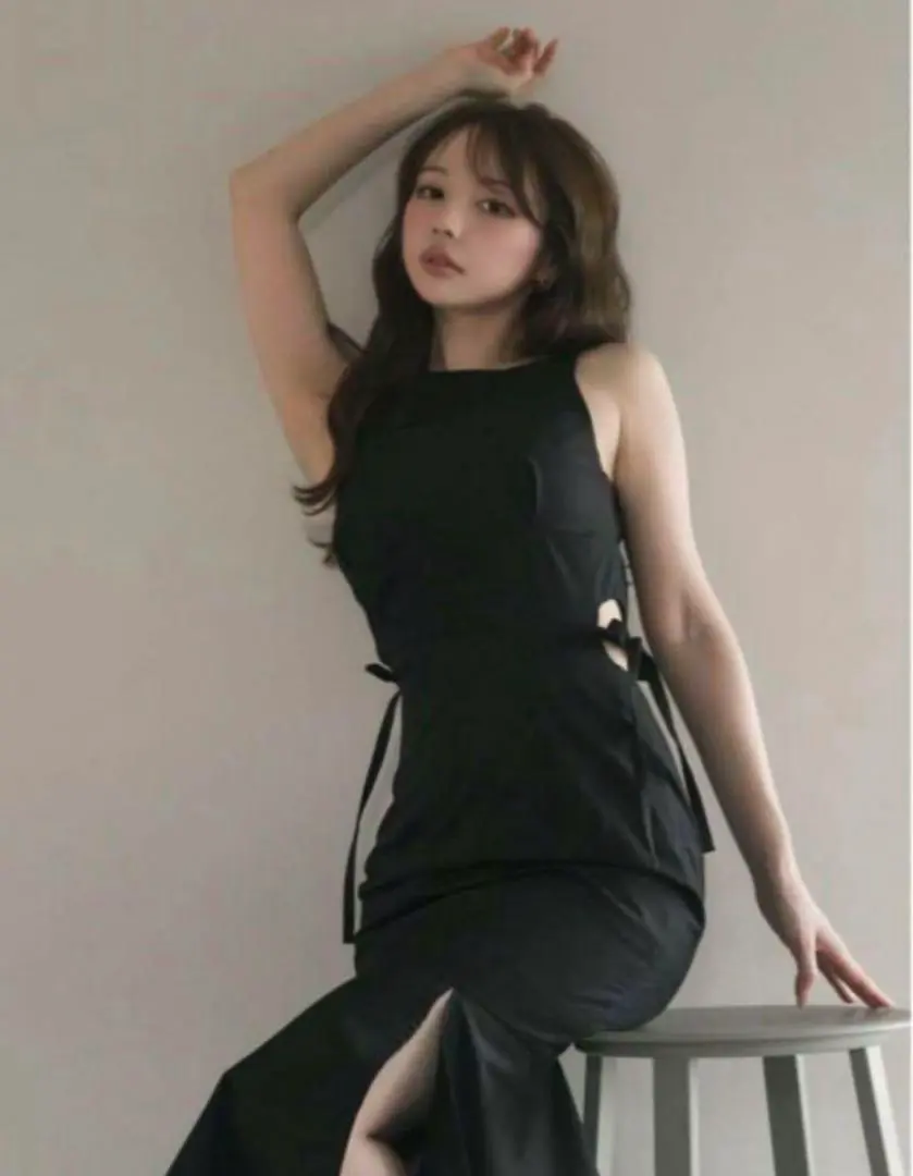 【美品】andmary Maily ribbon dress ANDMARY】Mary logo ribbon midium dress