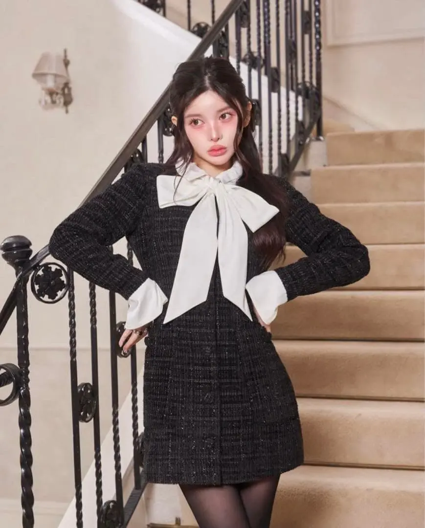 Thumbnail of Darich Classical Bow Tie Tweed Mini Dress