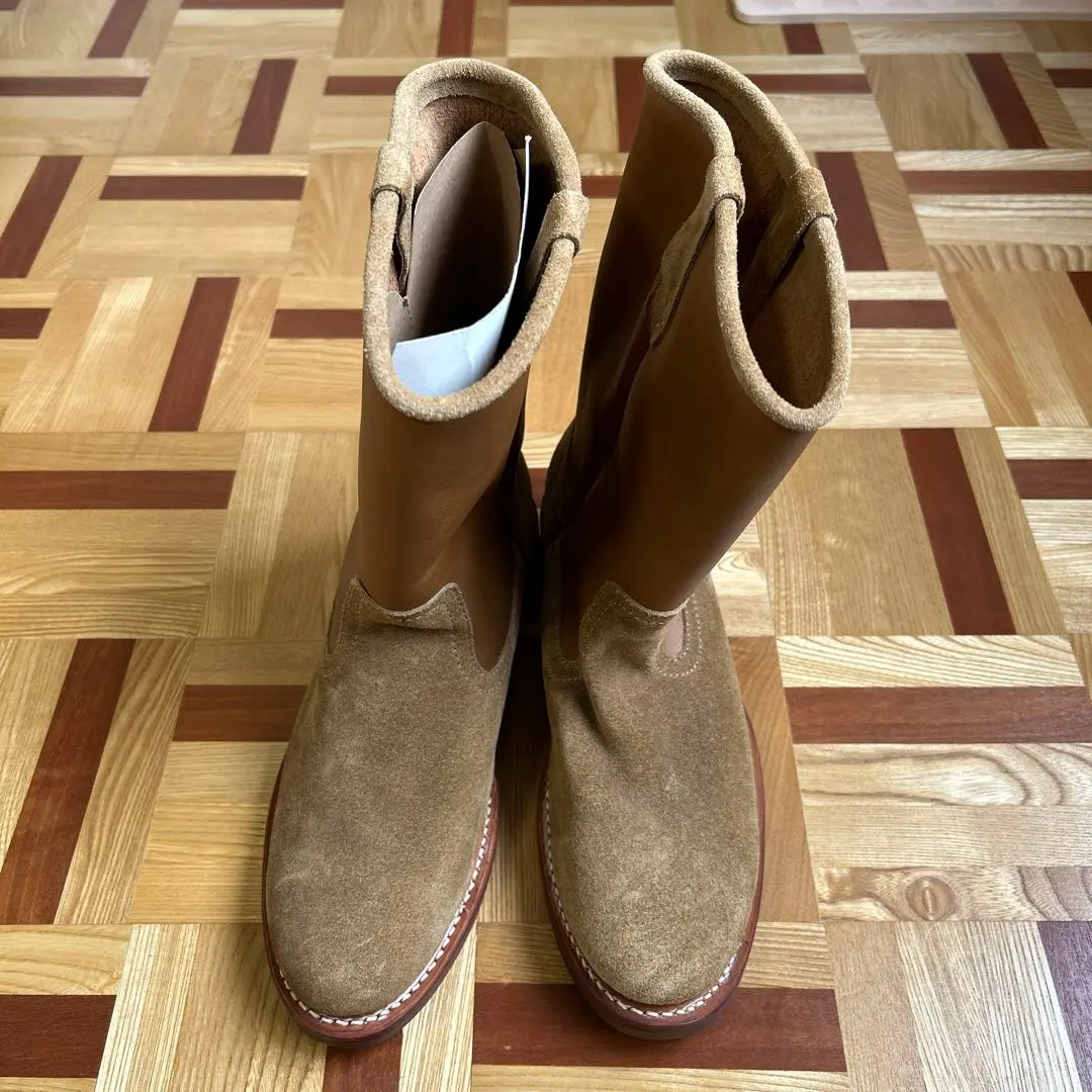 Thumbnail of Brown suede leather long boots
