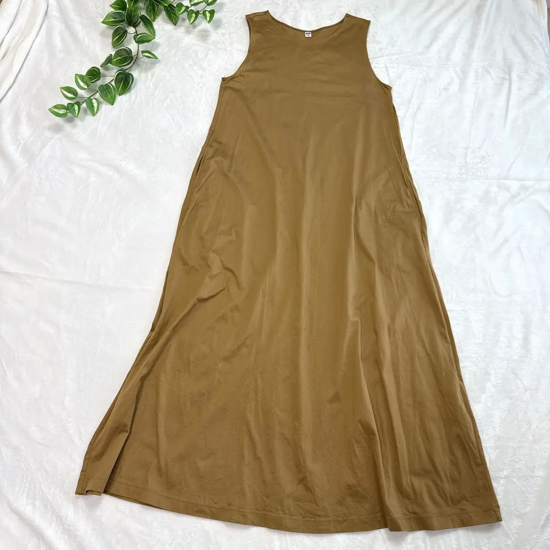 Thumbnail of Uniqlo Mercerized Cotton A-Line Dress, Beige, Sleeveless, M