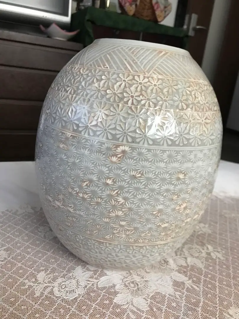 岡本欣三 三島花入 花器 フラワーベース 花瓶 高麗写 李朝写 花生 茶道具 岡本作礼 作 朝鮮唐津耳付花入 – ギャラリー一番館オンライン