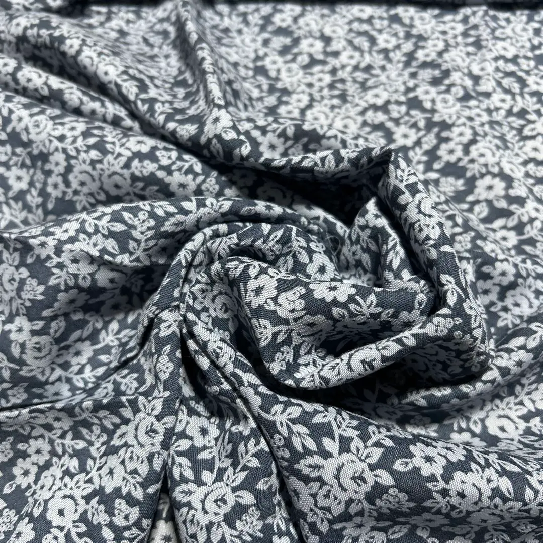 Thumbnail of 210 Showa Retro Navy Floral Fabric, Approximately 90cm x 420cm, Staining present