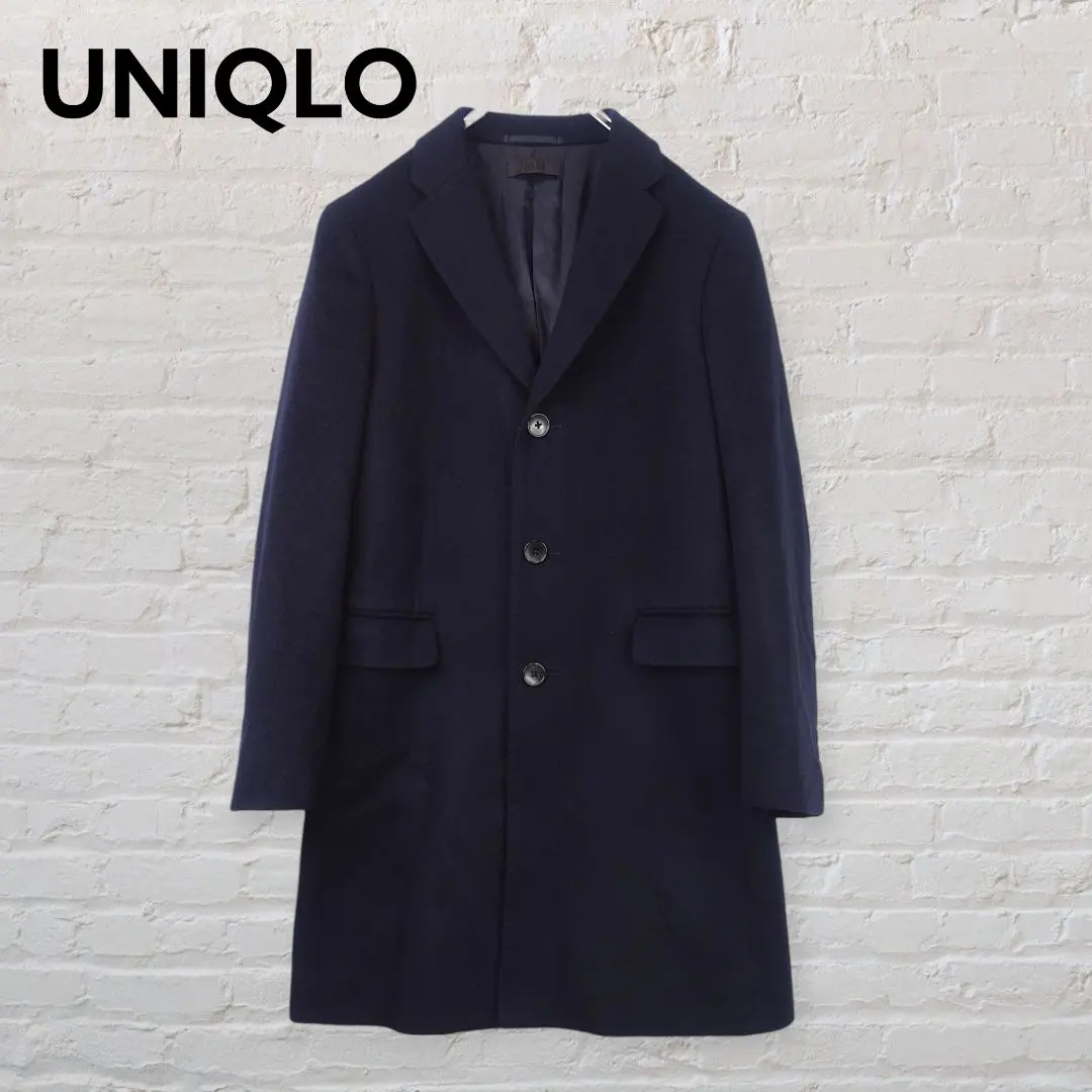 優衣庫 羊毛喀什米爾 切斯特大衣 XS 藏青色 海軍藍 高雅 通勤 上學 的縮圖